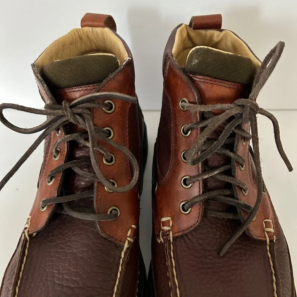 L.L. Bean Eastport Chukka Boots Men 10 D Brown Leather Lug Sole Moc Toe 244479